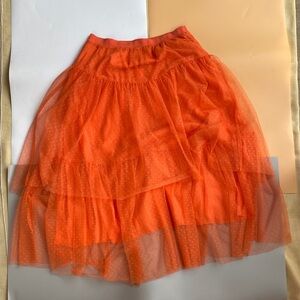 Anthropologie Vibrant Orange A-Line Layered Tulle Skirt